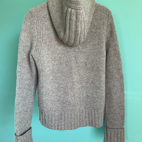 J Crew women’s wool sweater. Unzips from top & bottom, hood unbuttons. Pockets. - Picture 2 of 5